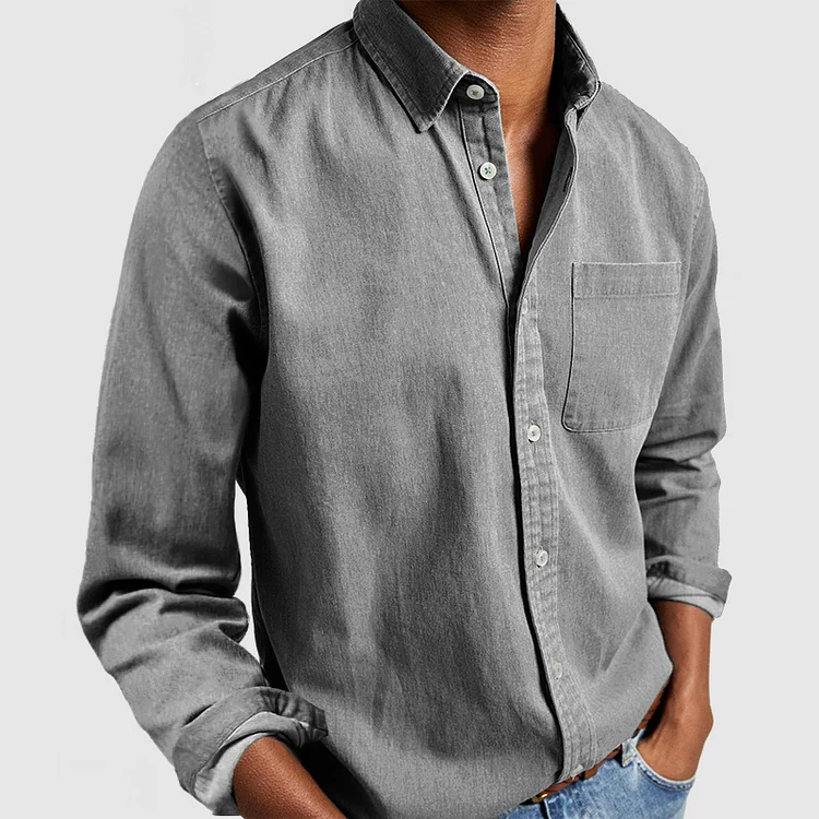 Button down shirts for men with chest pocket and long sleeves