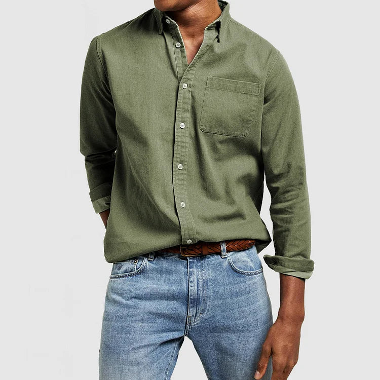 Button down shirts for men with chest pocket and long sleeves