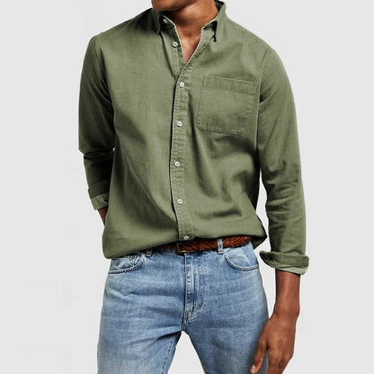Button down shirts for men with chest pocket and long sleeves
