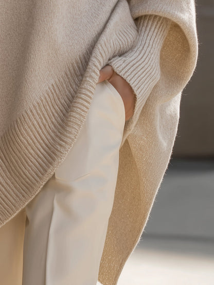 Women's sweaters oversized crew neck pullover with ribbed hem