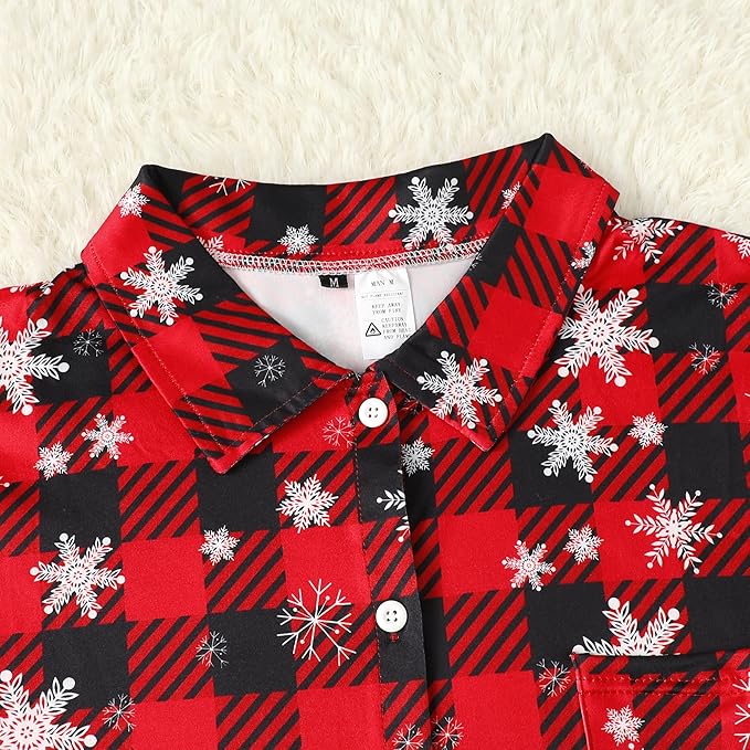 Christmas pajamas set with Christmas tree graphic raglan top and plaid pants