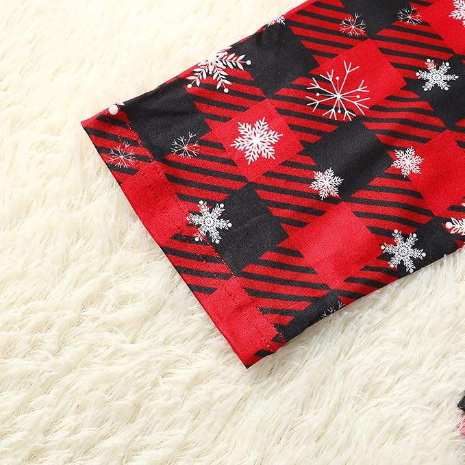Christmas pajamas set with Christmas tree graphic raglan top and plaid pants