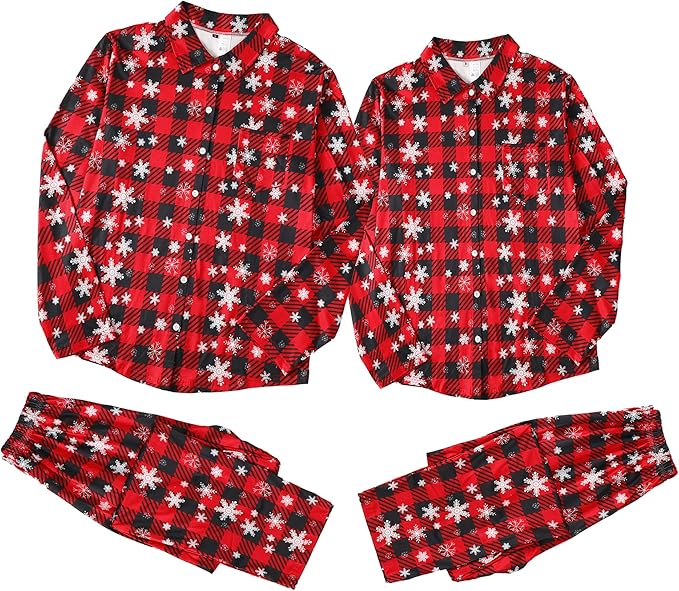 Christmas pajamas set with Christmas tree graphic raglan top and plaid pants