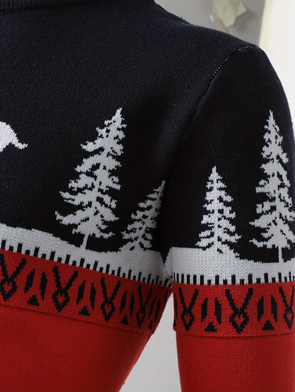 Ugly Christmas sweater for men with reindeer pattern and crew neck