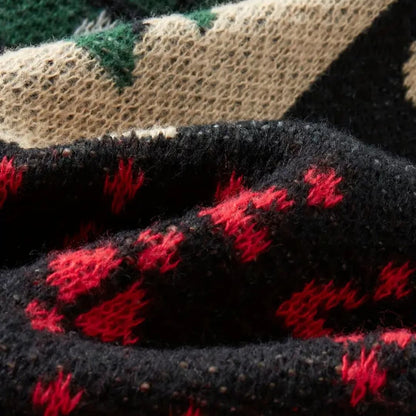Ugly Christmas sweater with bear and tree pattern, crew neck knit