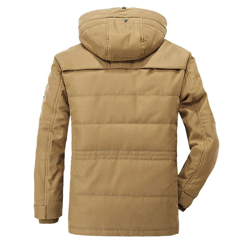 Puffer jacket for men with hood and multiple pockets