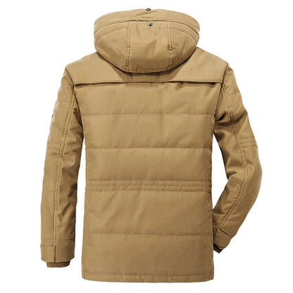 Puffer jacket for men with hood and multiple pockets