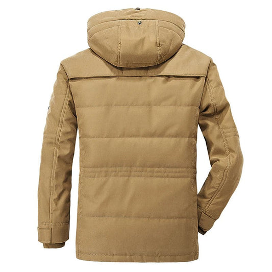 Puffer jacket for men with hood and multiple pockets