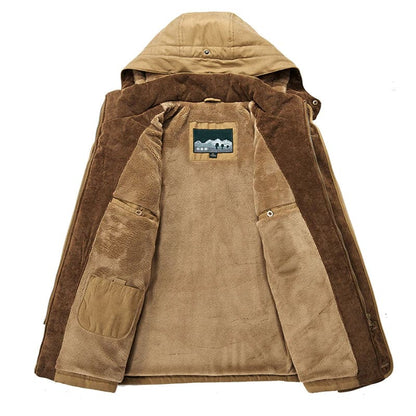 Puffer jacket for men with hood and multiple pockets