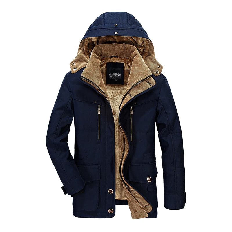 Puffer jacket for men with hood and multiple pockets