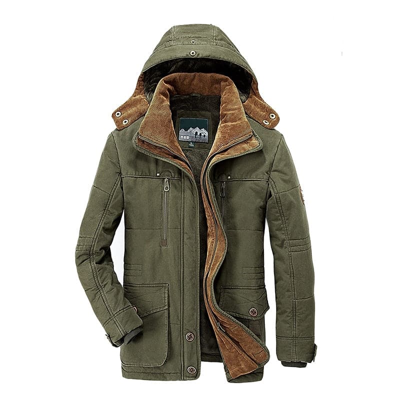 Puffer jacket for men with hood and multiple pockets
