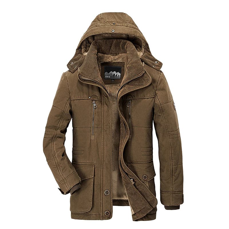 Puffer jacket for men with hood and multiple pockets