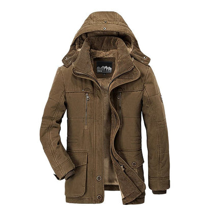 Puffer jacket for men with hood and multiple pockets