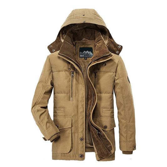 Puffer jacket for men with hood and multiple pockets