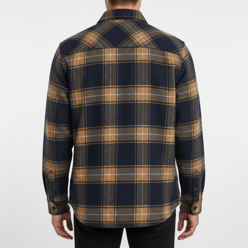 Flannel shirt for men with button down collar, chest pocket and tailored fit