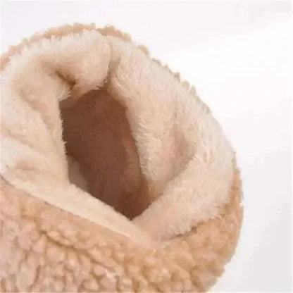Women's winter boots with chunky block heel and fold over cuff