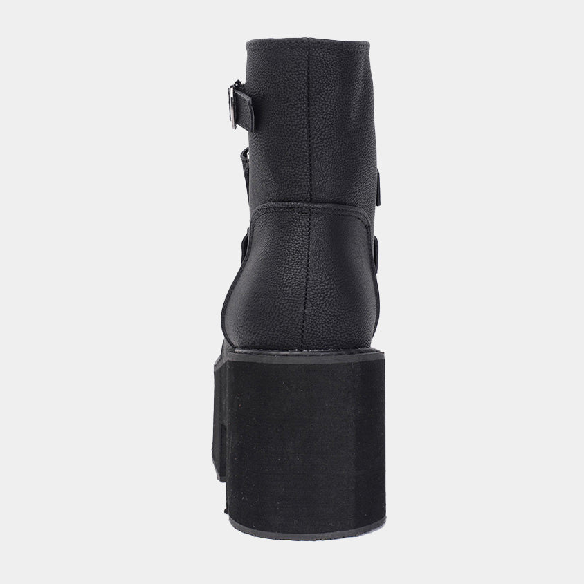 Platform ankle boots for women with buckle straps and chunky sole