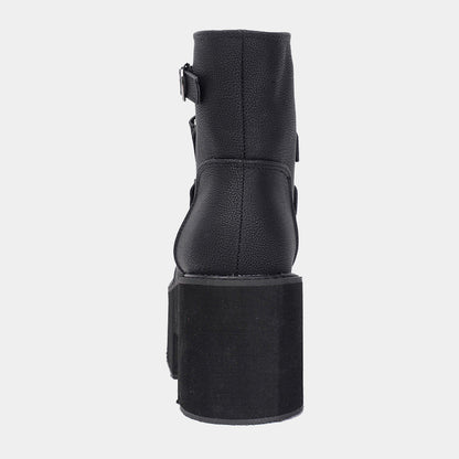 Platform ankle boots for women with buckle straps and chunky sole