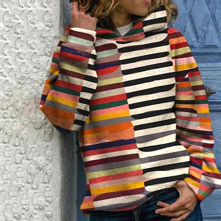 Hoodies for women with striped pattern and long sleeves