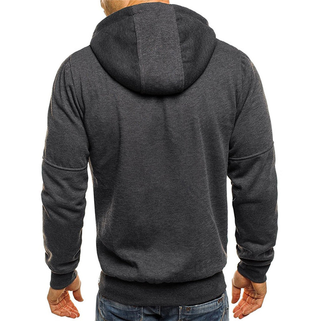 Mens hoodies with zip up front and hood, zip pockets for men