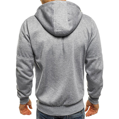 Mens hoodies with zip up front and hood, zip pockets for men