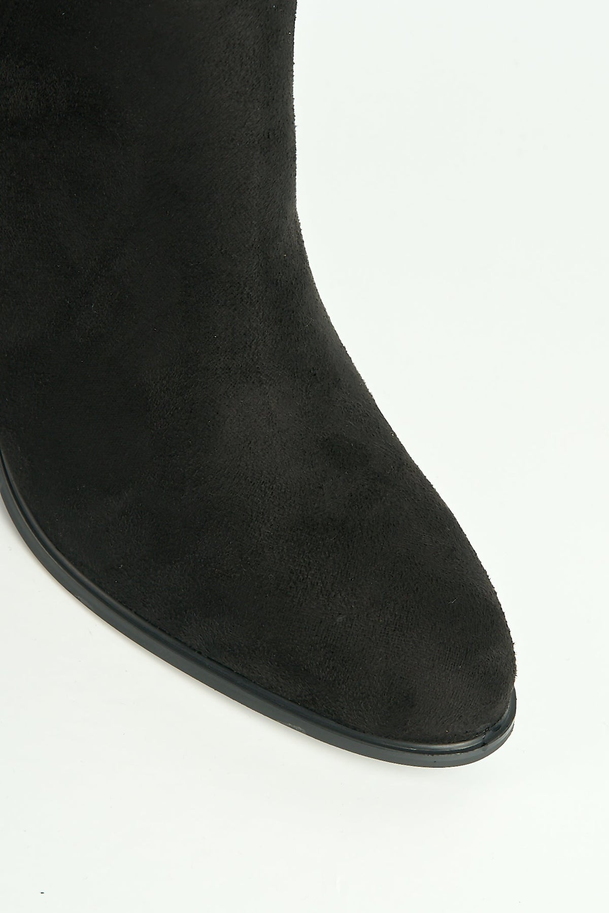 Knee high boots for women with block heel and rhinestone trim