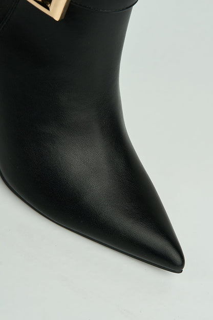 Pointed toe stiletto heel ankle boots with buckle for women