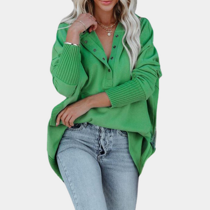 Hoodies for women with half button placket and kangaroo pocket