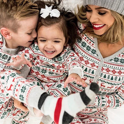 Christmas pajamas family matching two piece set with allover print