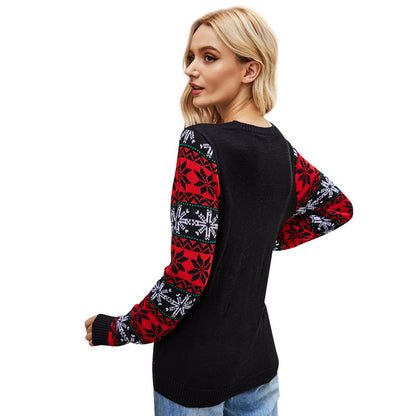 Womens christmas sweater with crew neck and long sleeve Santa design