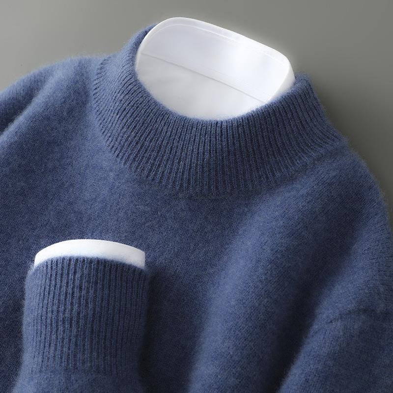 Crew neck sweater for men with ribbed trim and long sleeves