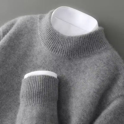 Crew neck sweater for men with ribbed trim and long sleeves