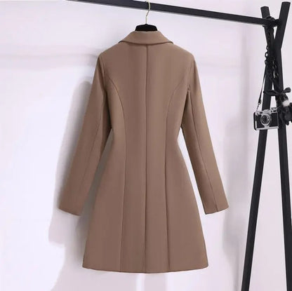 Women's belted coat with pleated hem and notch lapel collar