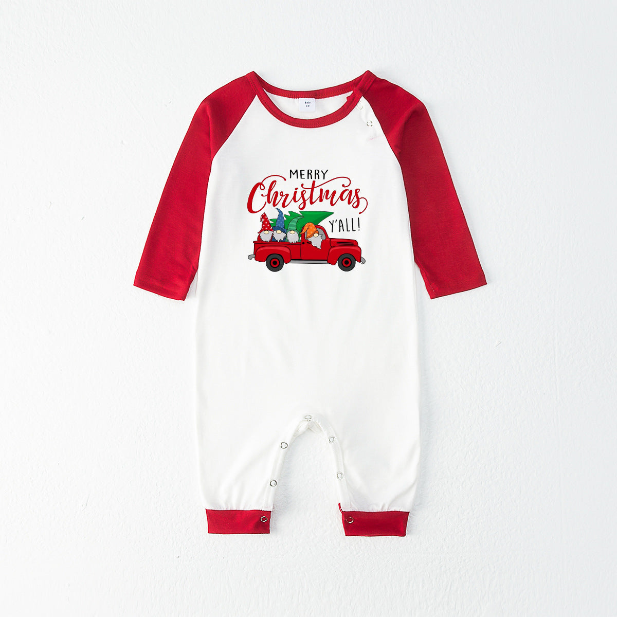 Christmas pajamas matching family set with truck graphic top and plaid pants