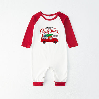 Christmas pajamas matching family set with truck graphic top and plaid pants