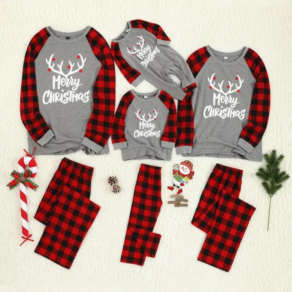 Christmas pajamas family matching set with plaid pants