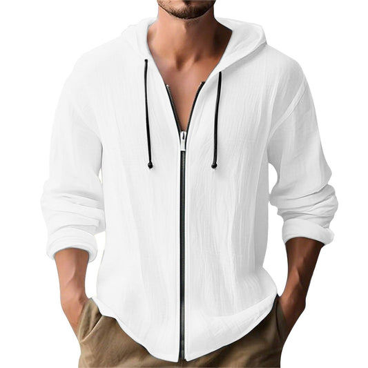 Mens hoodies zip up long sleeve with drawstring hood
