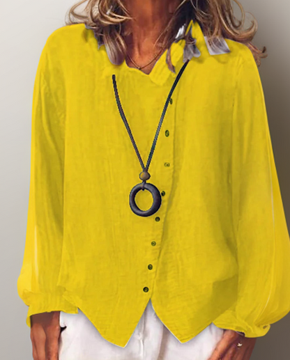 Button down shirts for women with long sleeves and asymmetric hem
