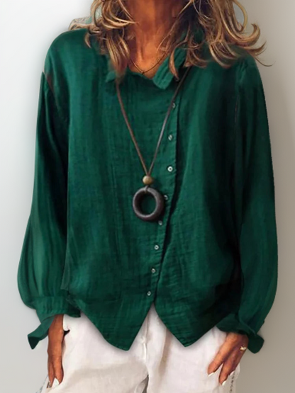 Button down shirts for women with long sleeves and asymmetric hem