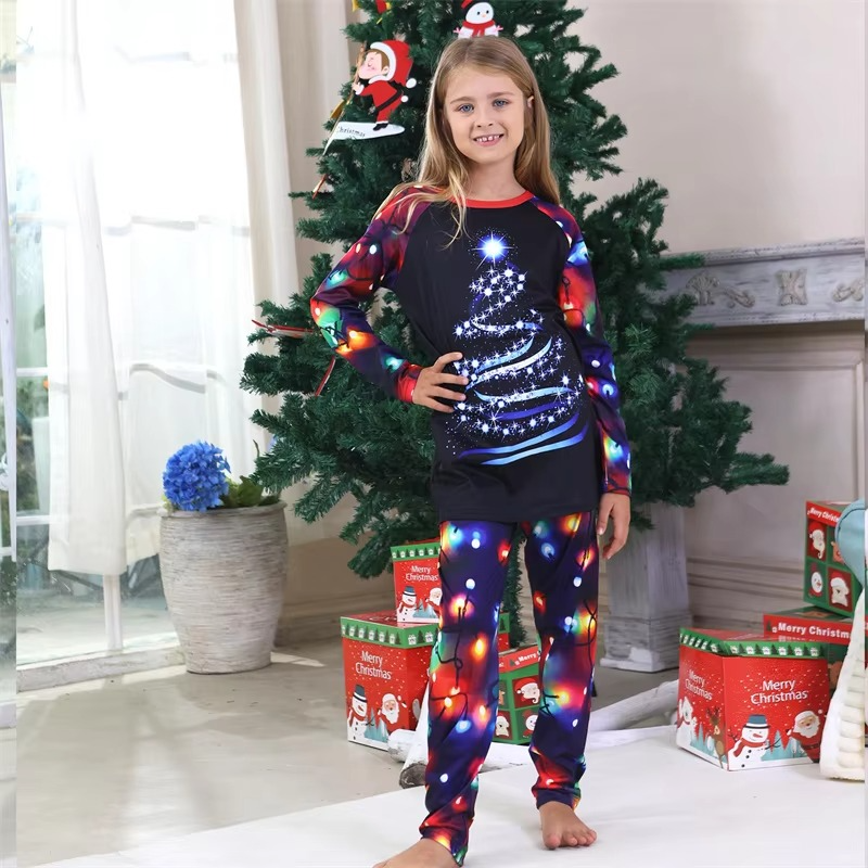 Christmas pajamas family matching set with long sleeve top and pants