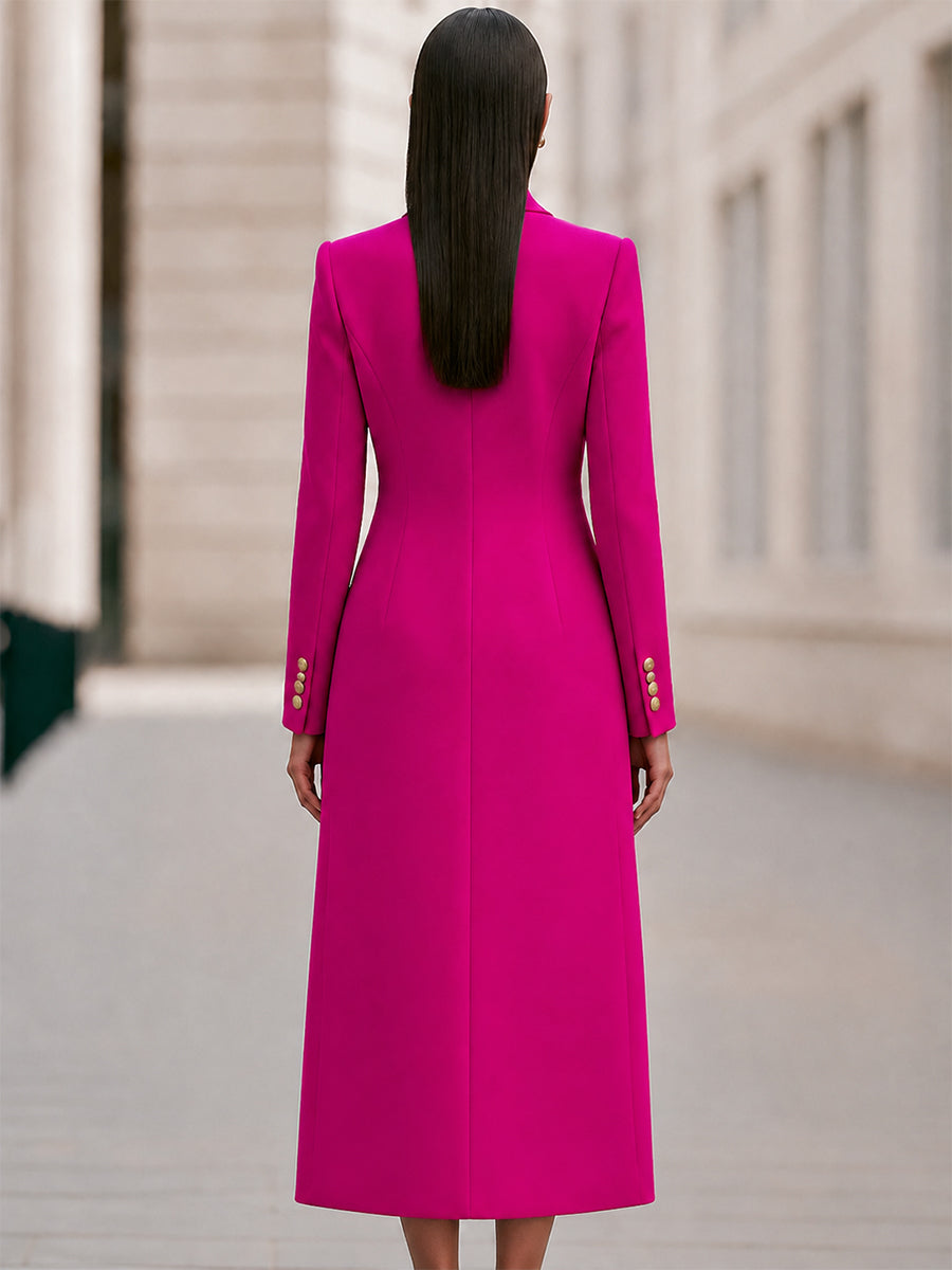 Double breasted coat and turtleneck midi dress set for women