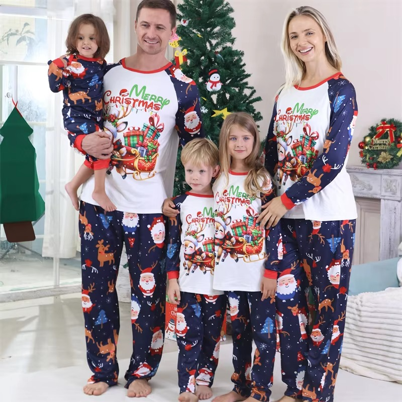 Christmas pajamas family matching set with long sleeve top and pants