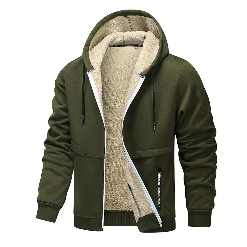 Mens hoodies with zip up front and sherpa lined hood