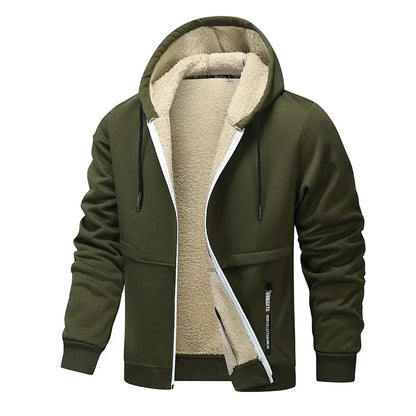 Mens hoodies with zip up front and sherpa lined hood