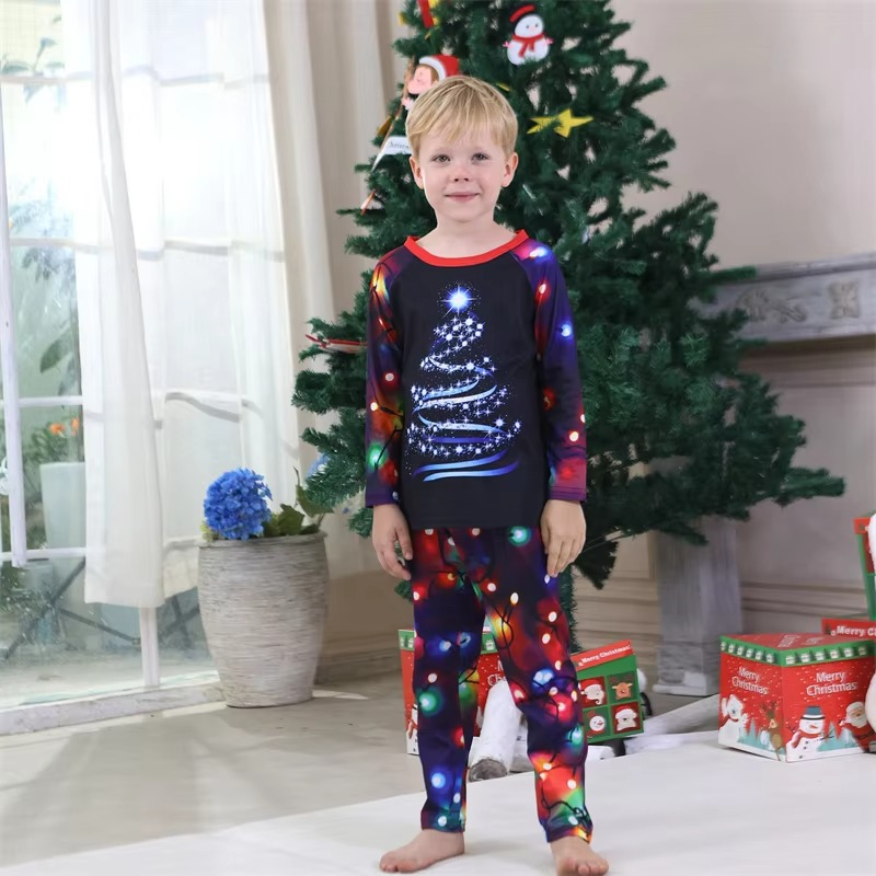 Christmas pajamas family matching set with long sleeve top and pants