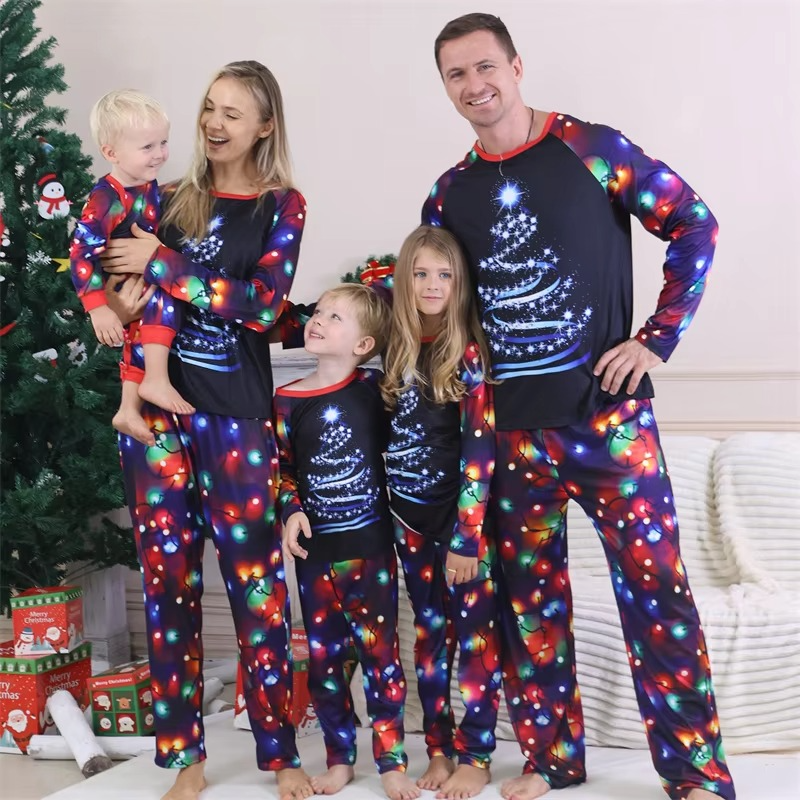 Christmas pajamas family matching set with long sleeve top and pants
