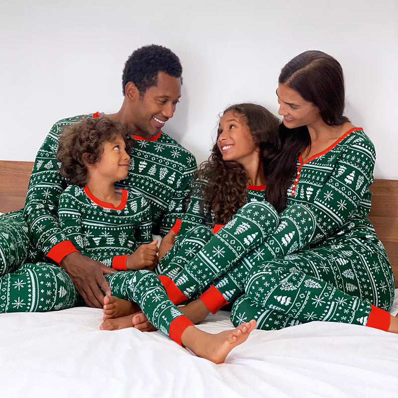 Christmas pajamas family matching two piece set with allover print