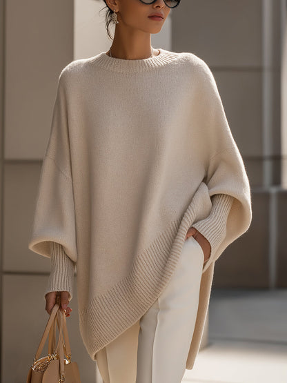 Women's sweaters oversized crew neck pullover with ribbed hem
