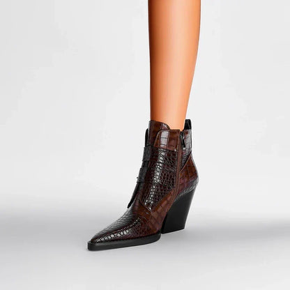 Chelsea boots for women with block heel and buckle straps