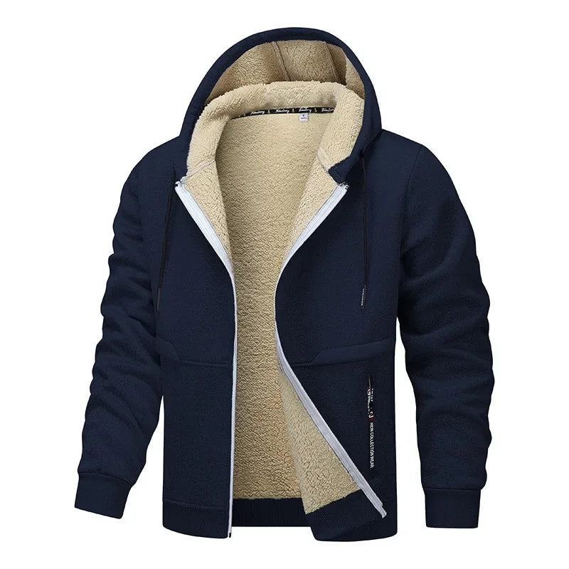 Mens hoodies with zip up front and sherpa lined hood